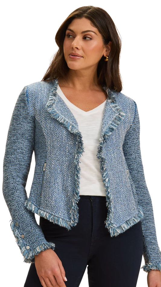 Open Front Knit Tweed Jacket. Style FD1927190