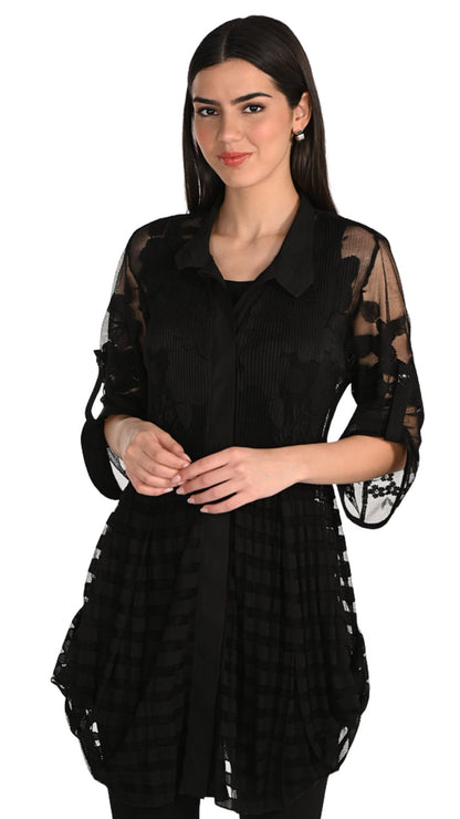 3/4 Sleeve Lace Fabric Long Blouse. Style FL266566