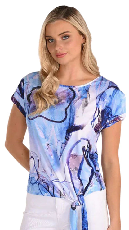 Tie Front Raglan Short Sleeves Top. Style FL266244