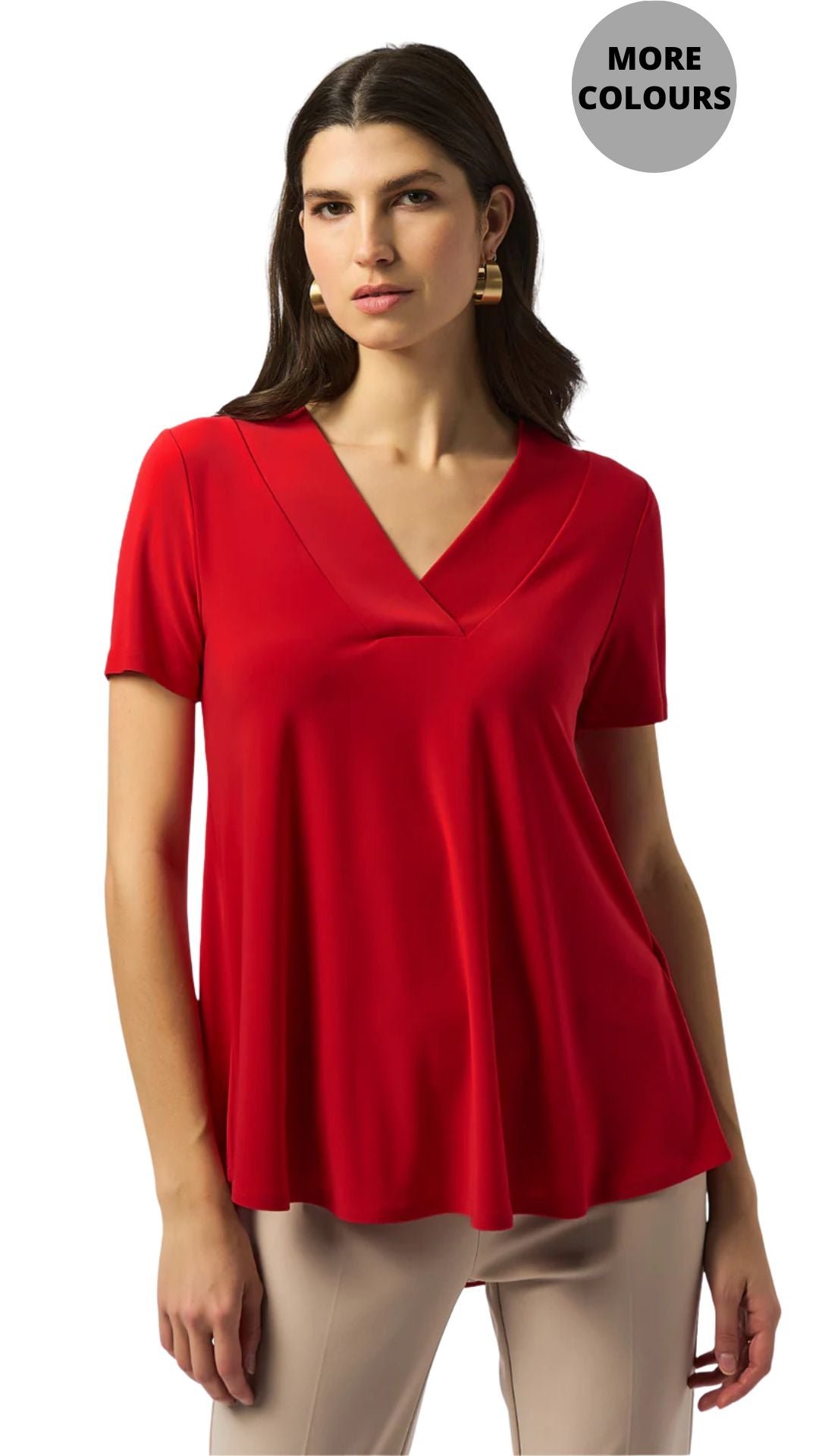 Silky Knit Short Sleeve Flared Top. Style JR251125