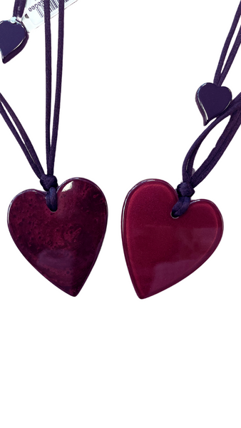 Colourful Statement Collection - Small Burgundy Reversible Heart Necklace. Style 50602049260Q00