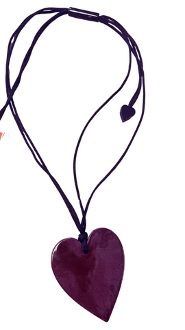 Colourful Statement Collection - Large Reversible Burgundy Heart Necklace. Style 50602039253Q00