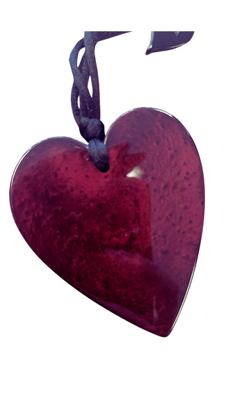 Colourful Statement Collection - Large Wine Red Heart Necklace. Style 50602039260Q00