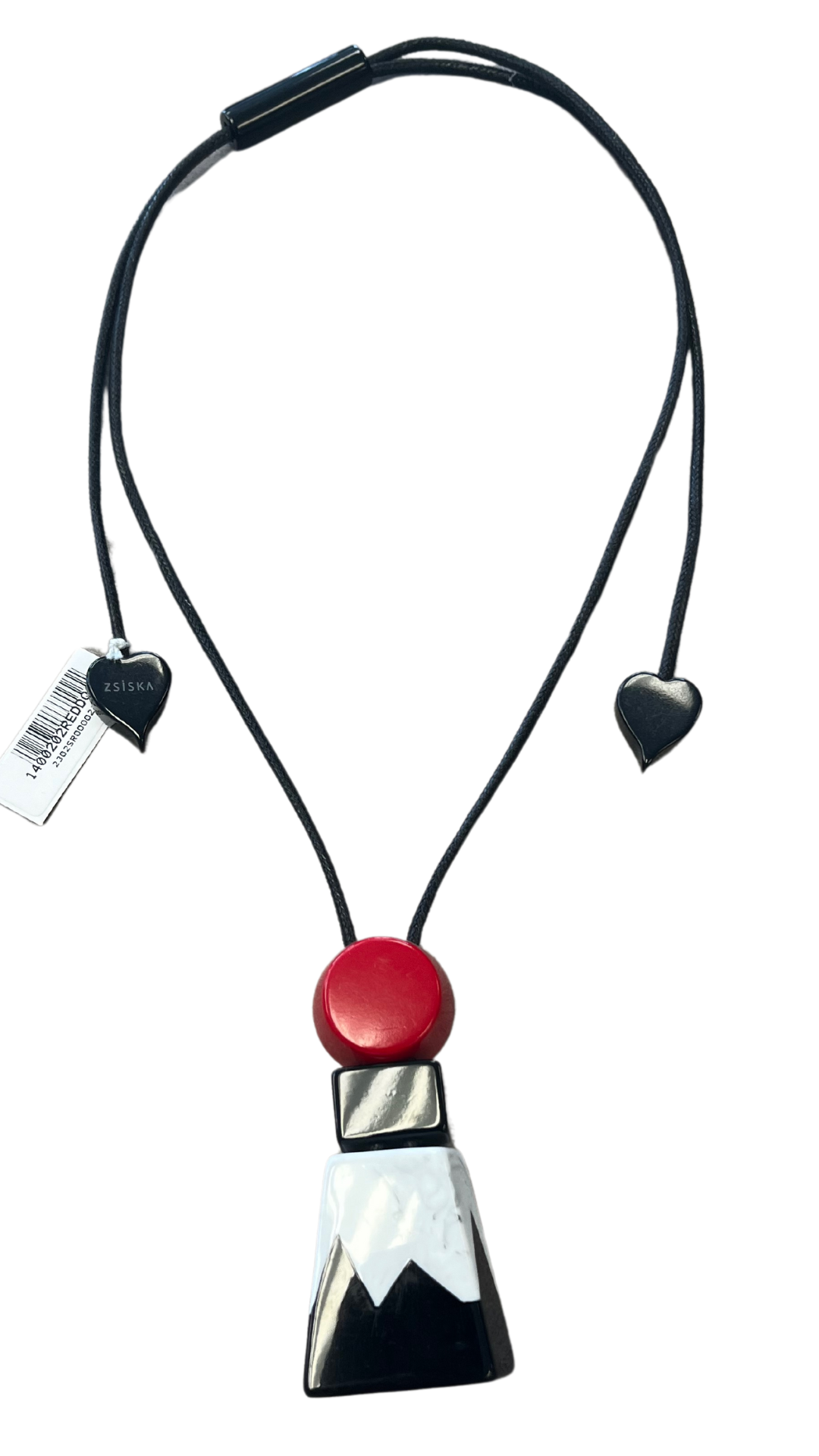Demi Collection - Black, White & Red Necklace. Style 1400202REDDQ00