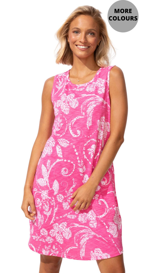 Lightweight Abstract Print Sleeveless Dress. Style ESC81624