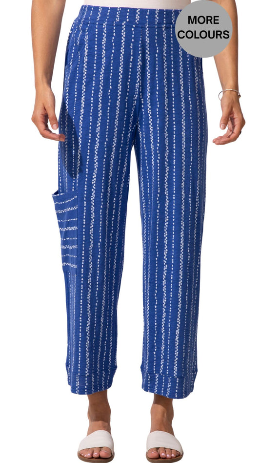 Pull-On Dot & Stripes Cropped Length Pants. Style ESC61526