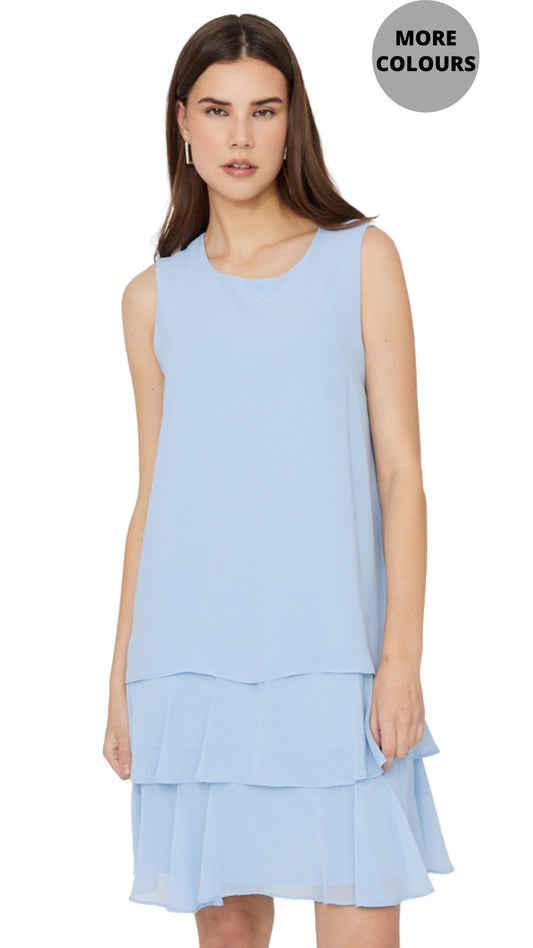 Multi Layer Chiffon Midi Length Dress. Style CK50012