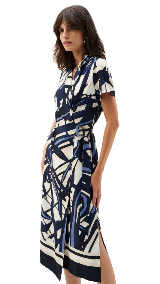Recycled Woven Abstract Print Shirt Dress. Style JR262128