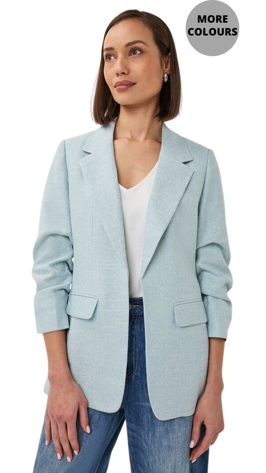 Open Front Scrunch Sleeves Structured Blazer. Style ESQ10045