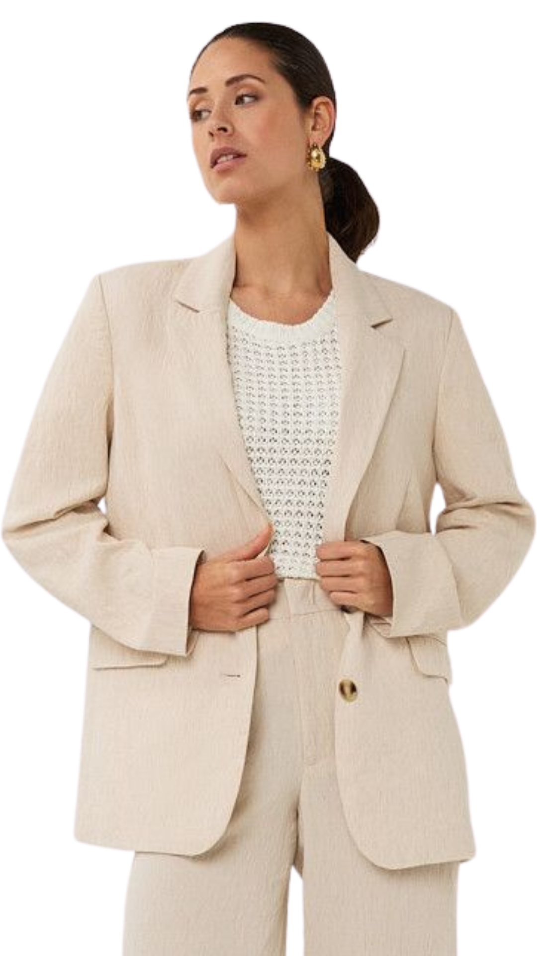 Oversized Button Front Structured Blazer. Style ESQ17000