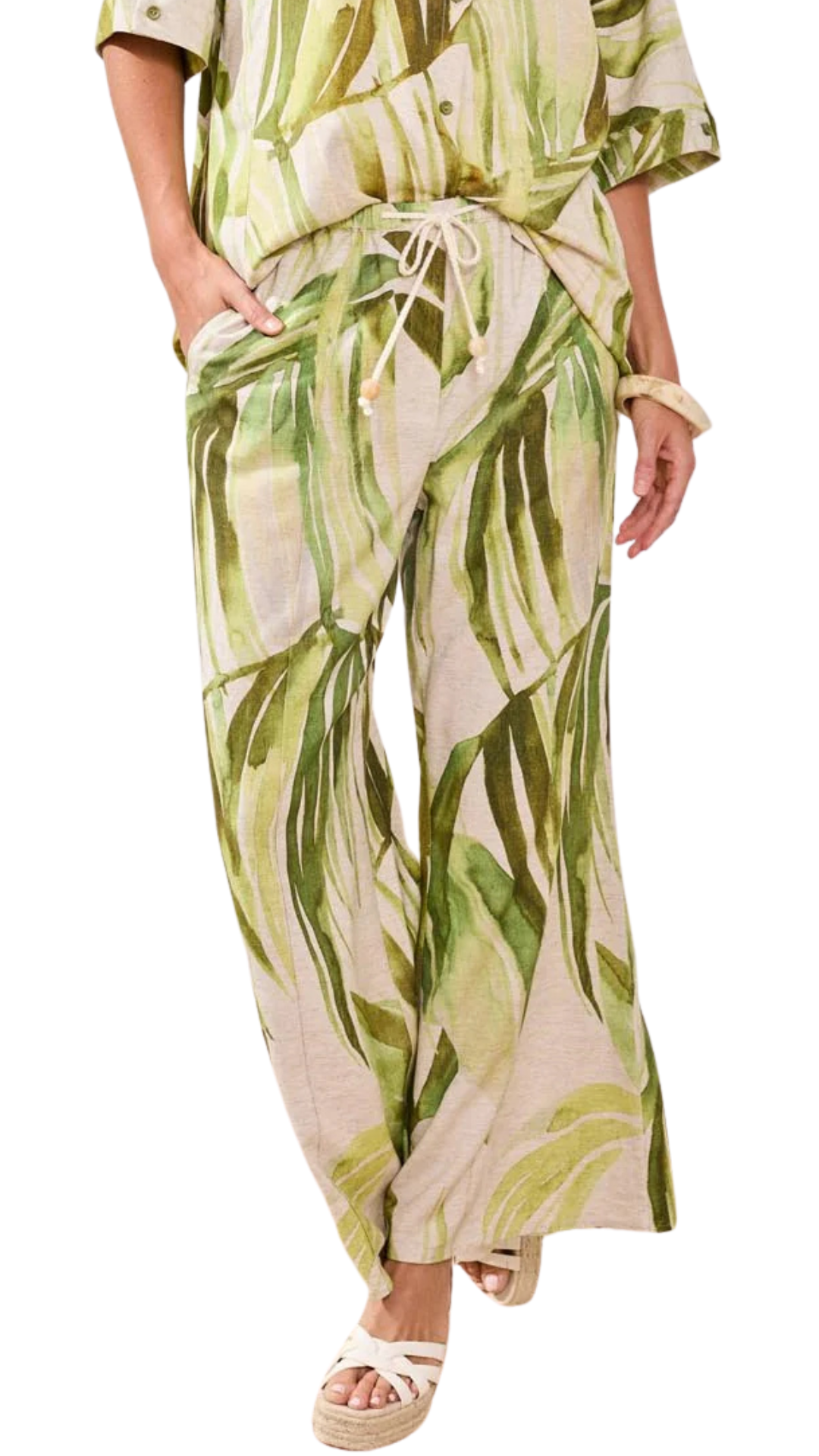Tropical Print Pin Tuck Pull-On Pant. Style TR3070O-8393