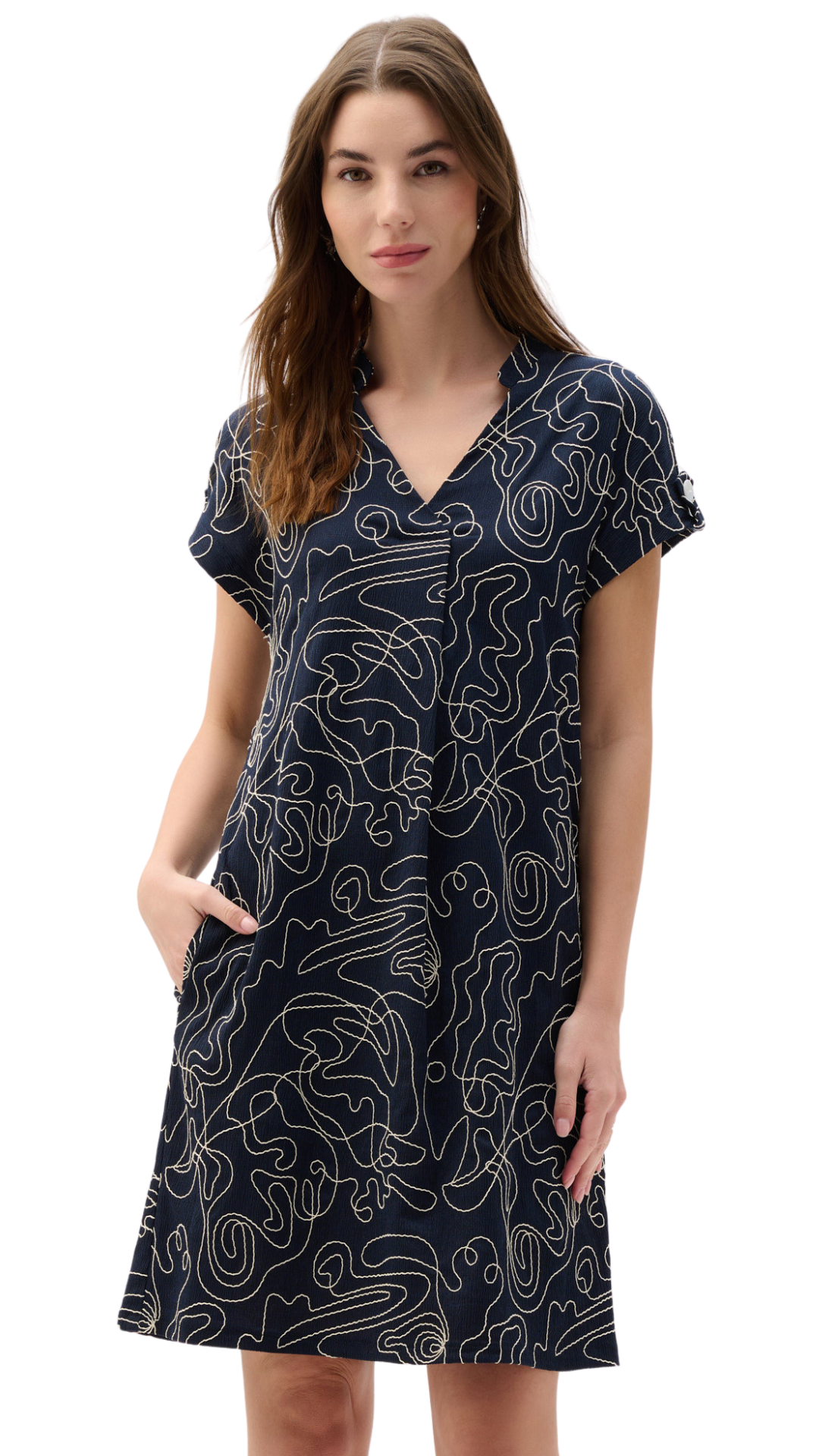 Novelty Abstract Print Trapeze Dress. Style JR262170