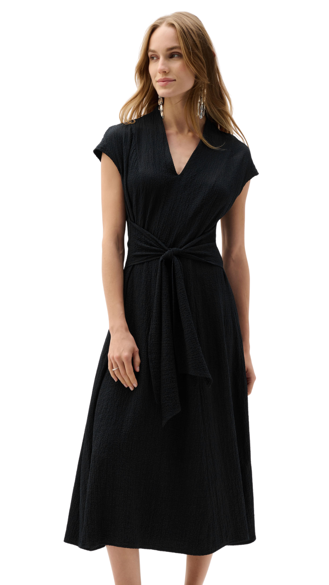 Woven Seersucker Fit And Flare Dress. Style JR262026