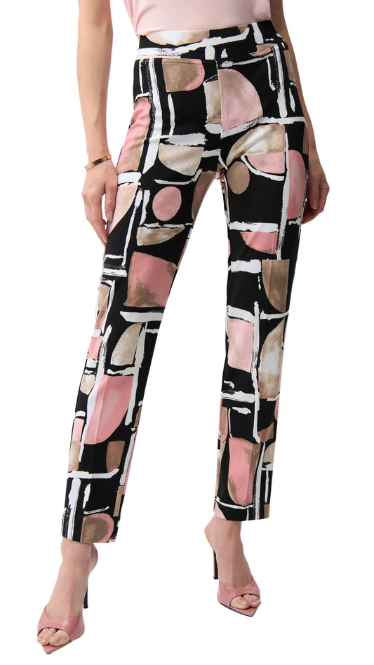 Silky Knit Abstract Print Straight Pull-On Pants. Style JR261309