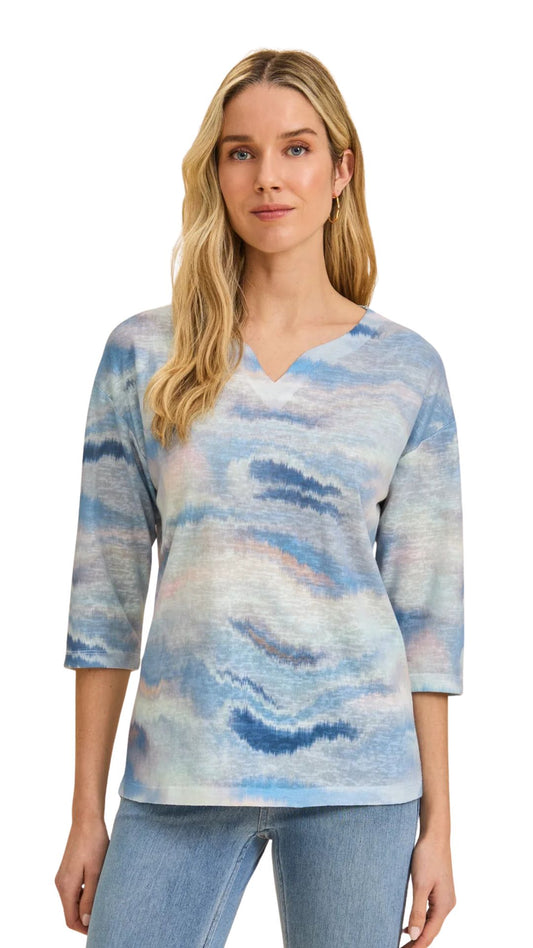 Drop Shoulder Notch Neck Top. Style FD3421451