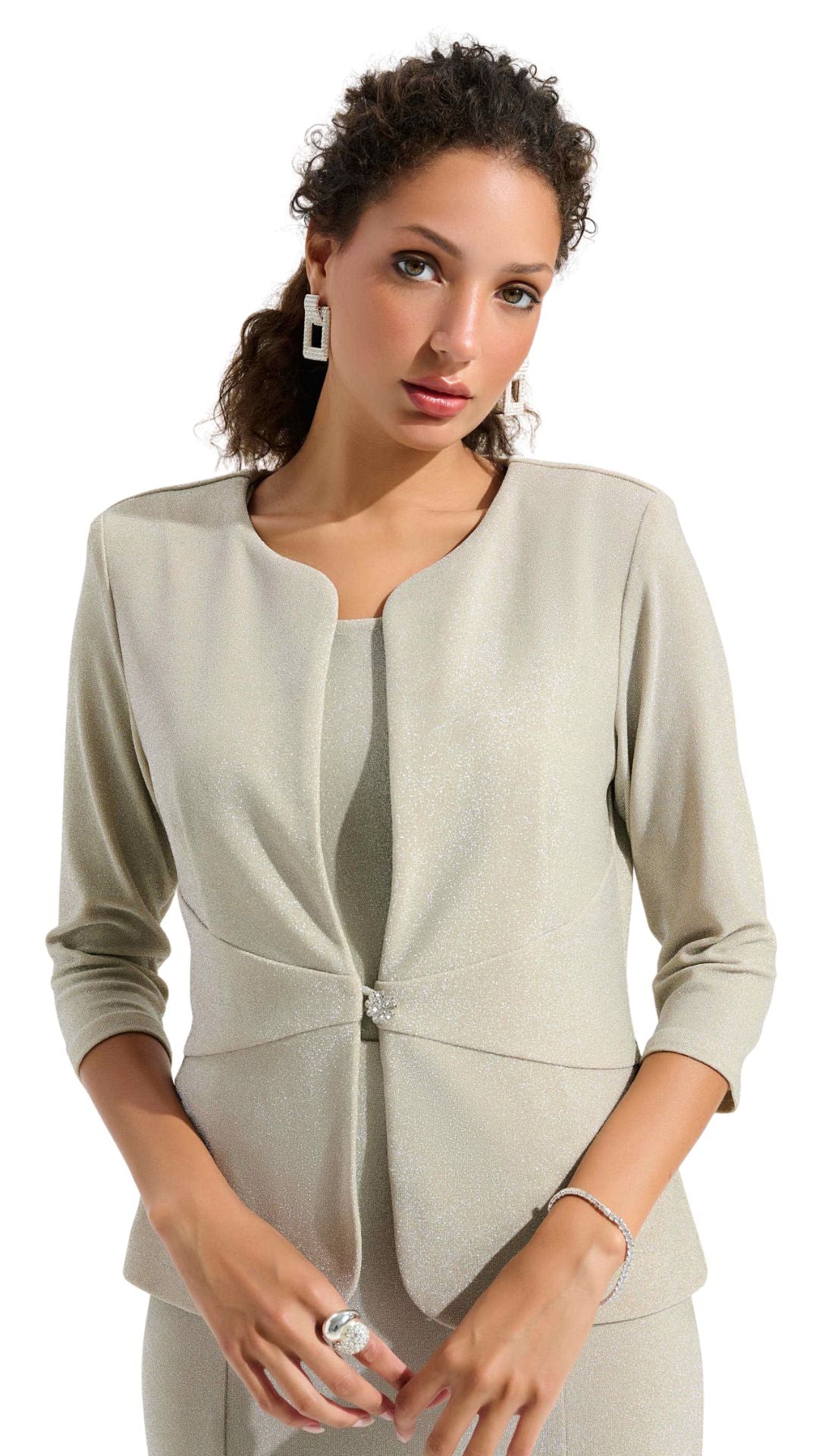 Sparkle Knit Fitted Jacket & Cami Set. Style JR261749