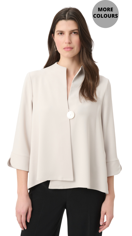 Woven Twill Statement Button Closure Swing Jacket. Style JR262063