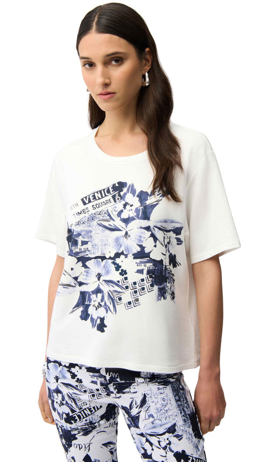 City Print Rhinestones Embellishments Top. Style JR261967