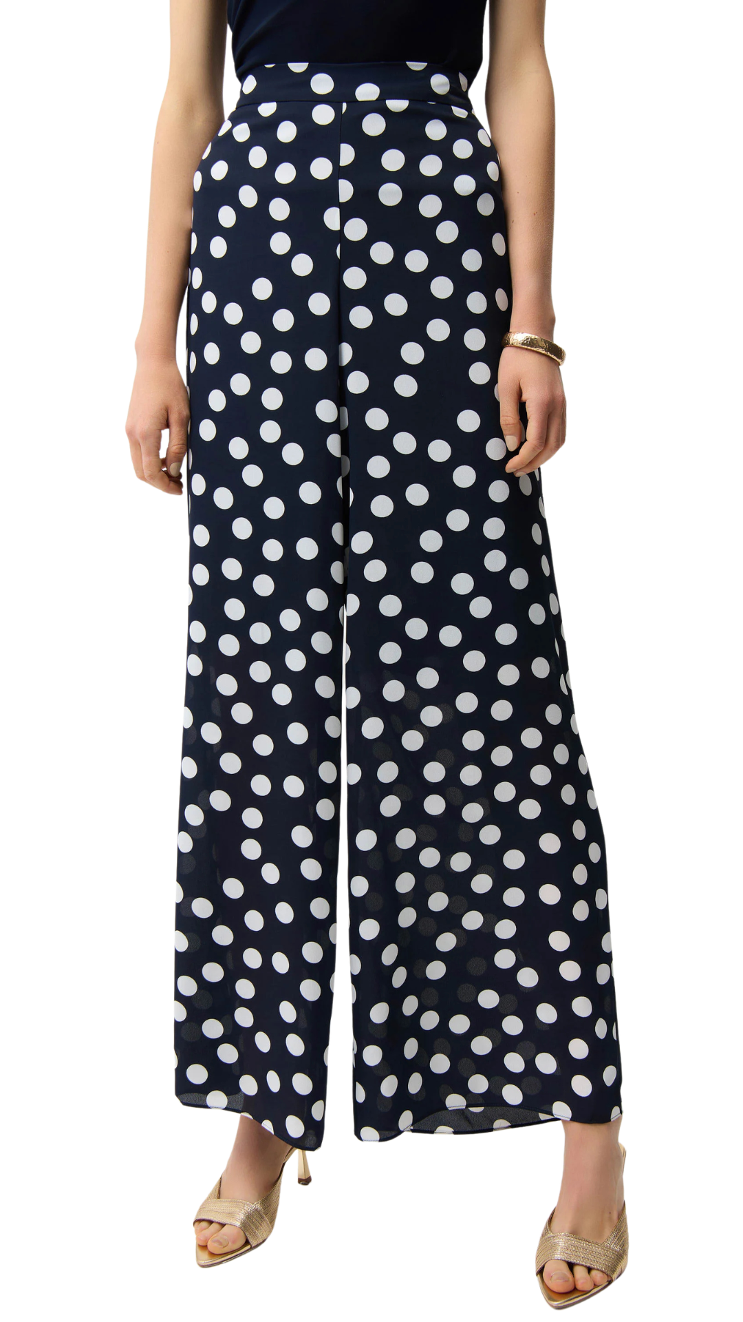 Georgette Dot Print Wide Leg Pants. Style JR261305