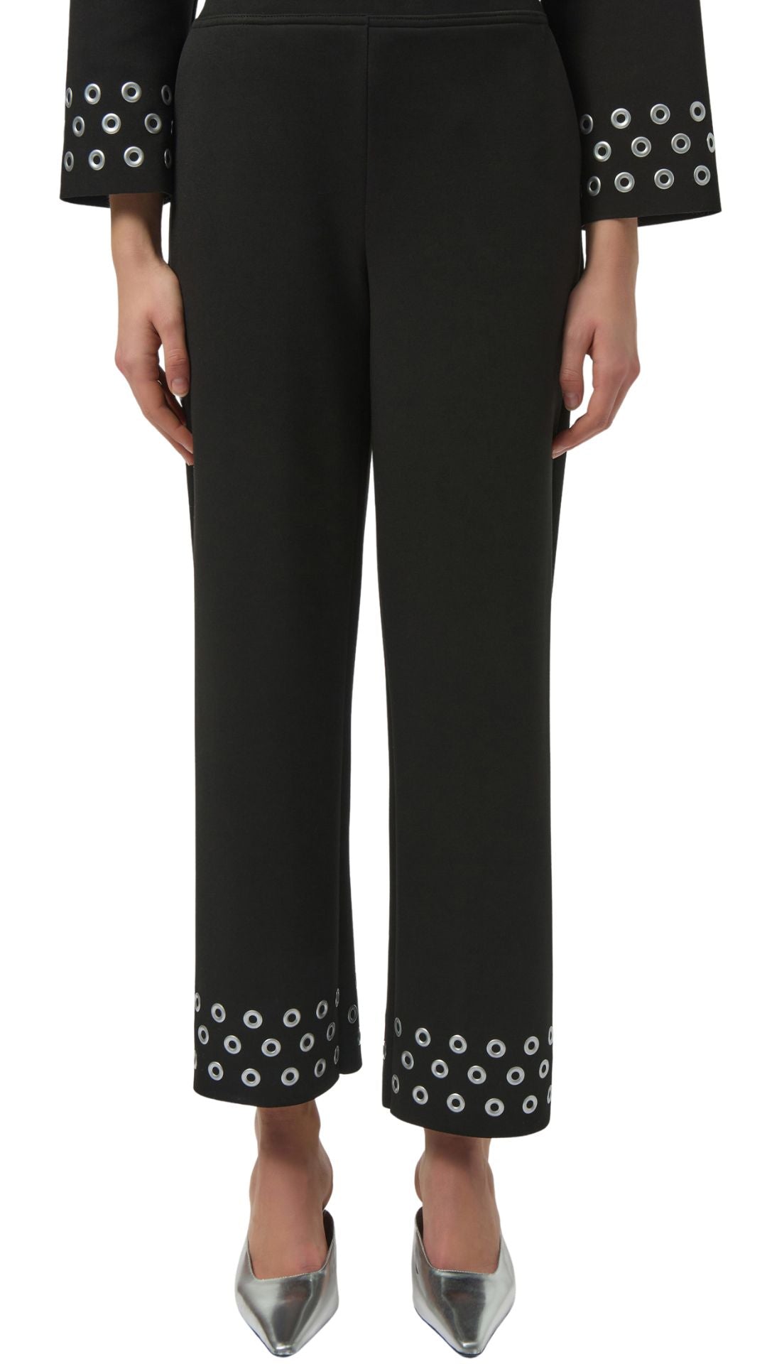 Scuba Jersey Straight Leg Pull-On Grommet Pants. Style JR254094