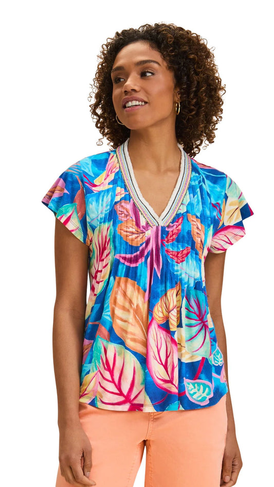 'Bird Of Paradise' Print & Flutter Sleeve Top. Style FD3830153