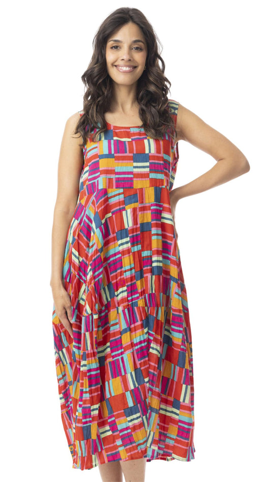 Multi Colour Abstract Print Bubble Dress. Style ORI71599