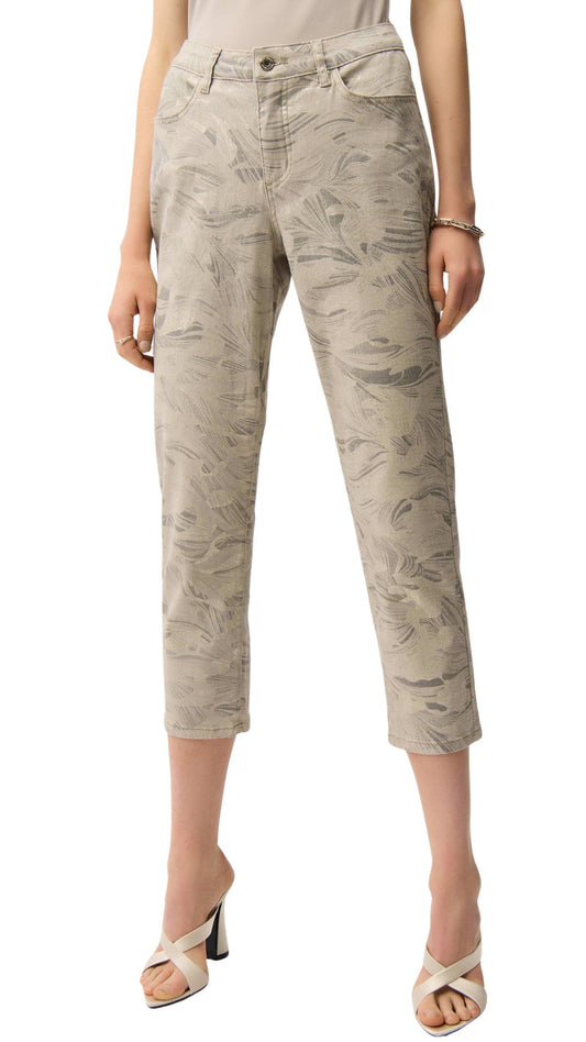 Metallic Abstract Print Slim Crop Jeans. Style JR261959