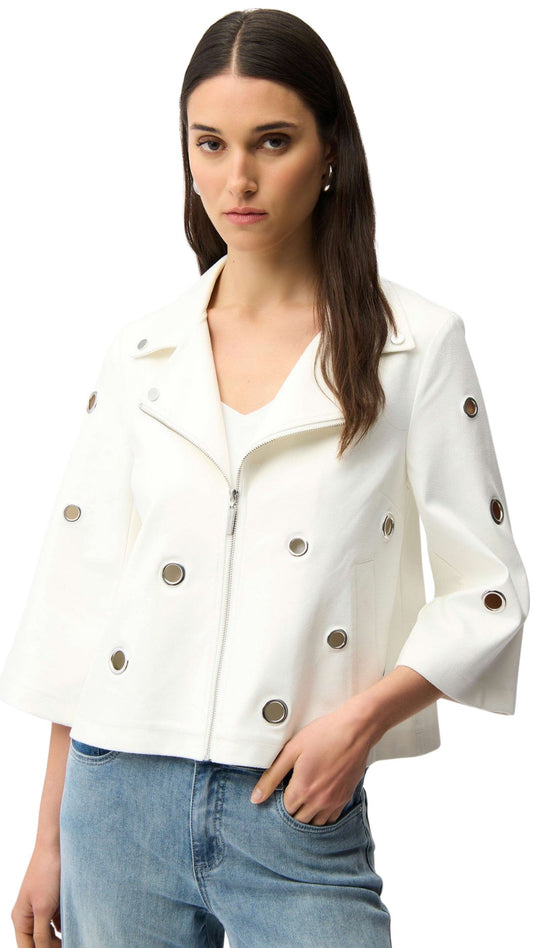 Foiled Faux Suede Swing Grommet Details Jacket. Style JR261905