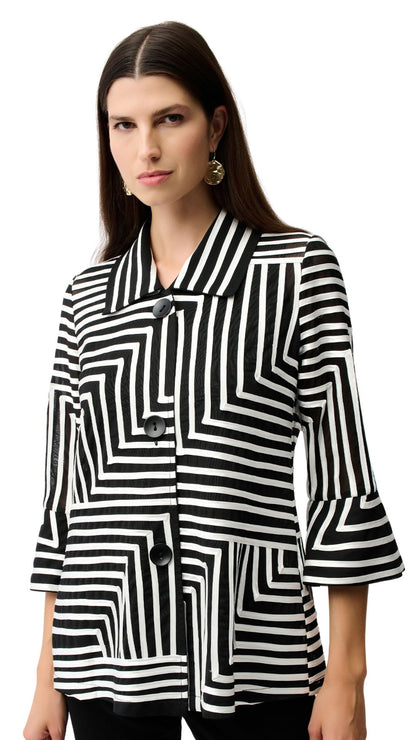 Button Front Geo Design Bell Sleeve Jacket. Style JR261980