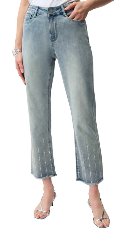Straight Crop Rhinestones Stripes Jean. Style JR261945