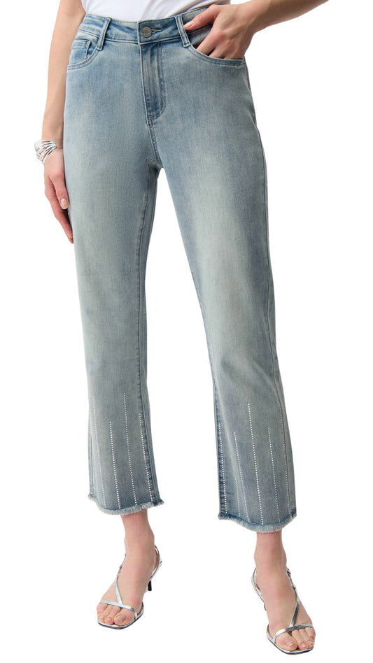 Straight Crop Rhinestones Stripes Jean. Style JR261945