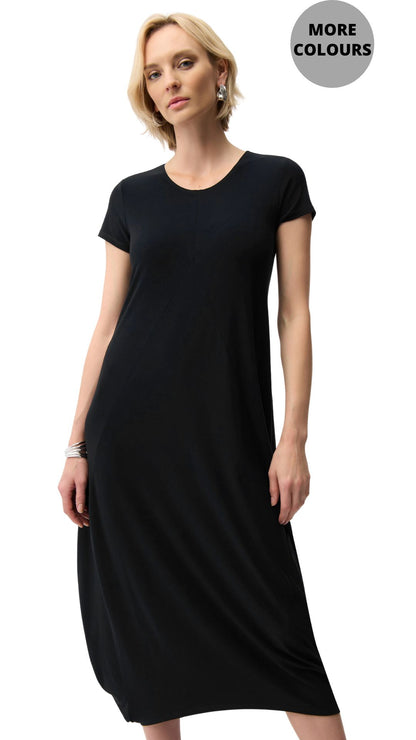 Short Sleeve Scoop Neck Cocoon Dress. Style JR261259