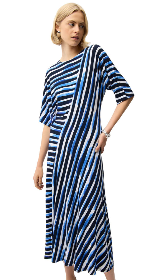 Casual Striped 3/4 Sleeve Midi Dress. Style JR261047