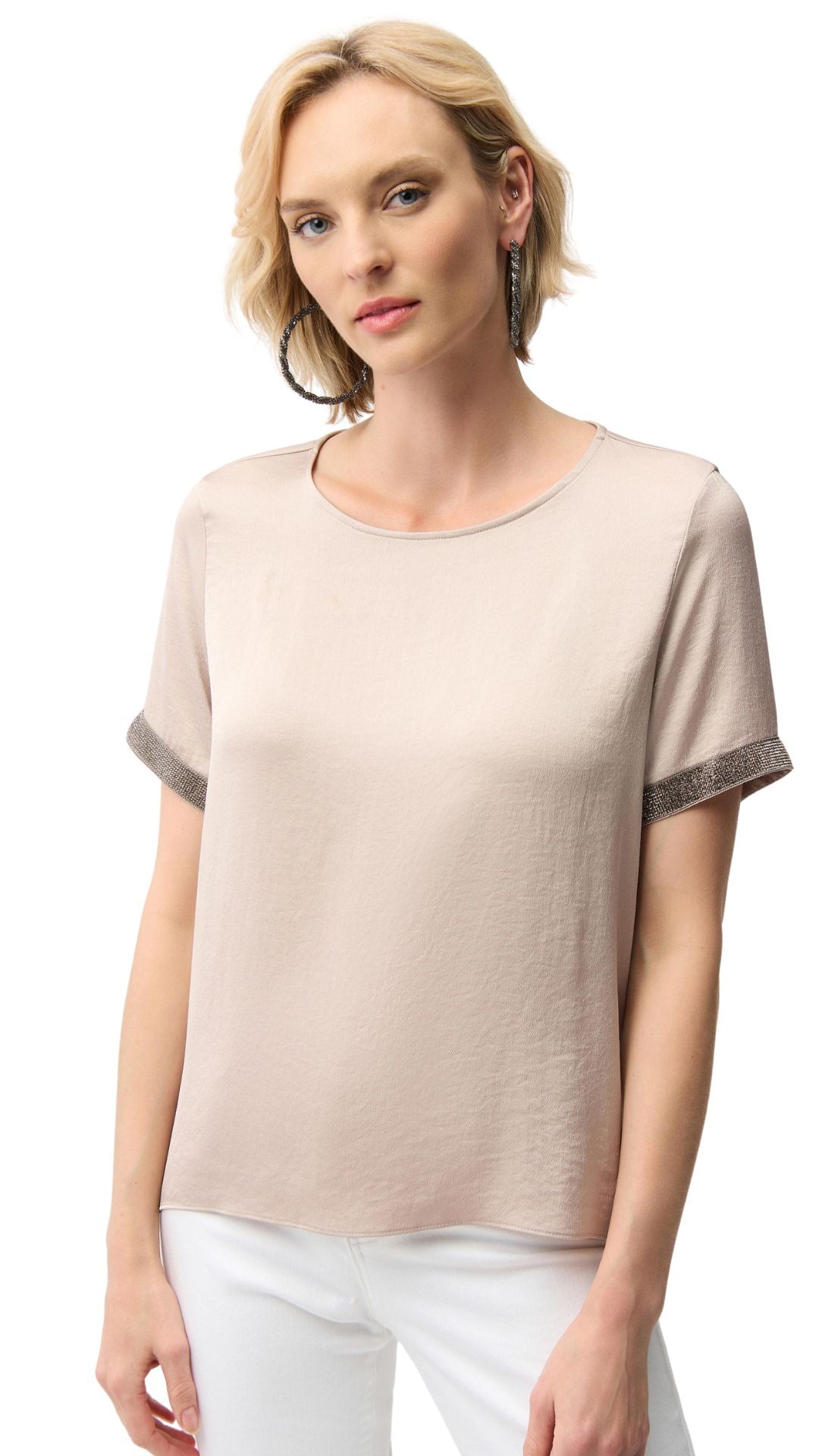 Recycled Satin Rhinestones Detail Top. Style JR261116