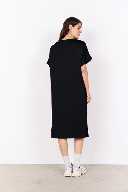 V-Neck Drop Shoulder Soft Stretch Fabric Midi Dress. Style SOYA27539