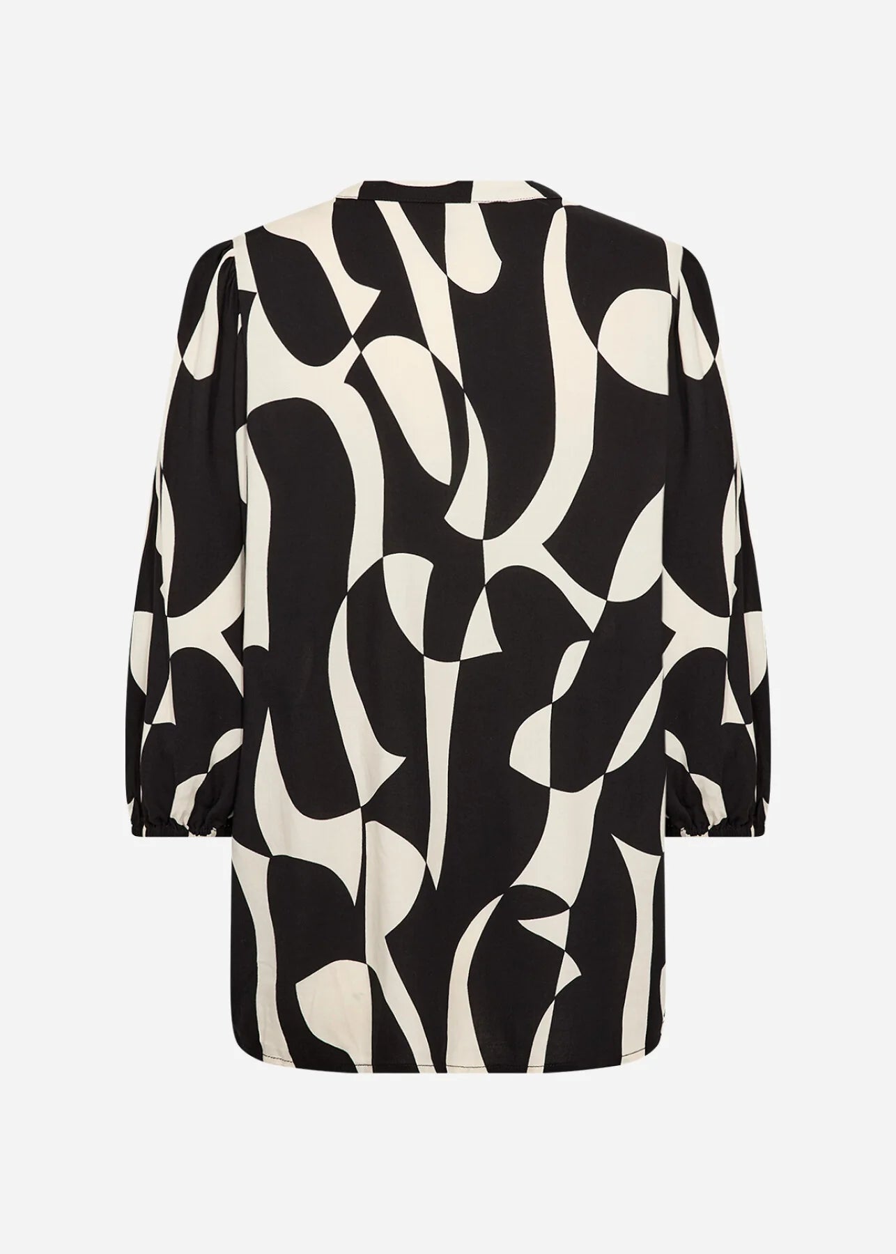 Abstract Print Button Front Elastic Cuffs Top. Style SOYA41612