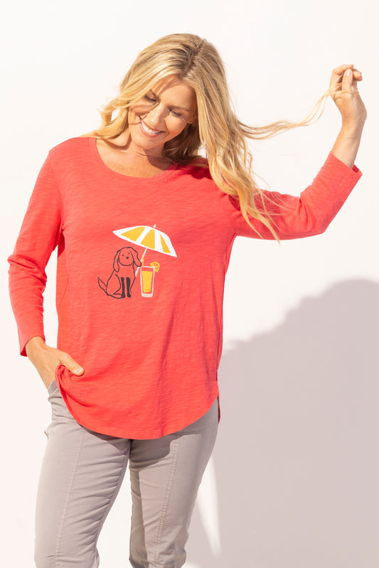 Destination Daiquiri Doggie Print Top. Style ESCE41704