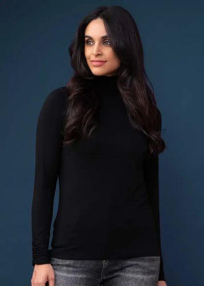 Turtleneck with Ruched Turtleneck & Cuffs. Style EW33008