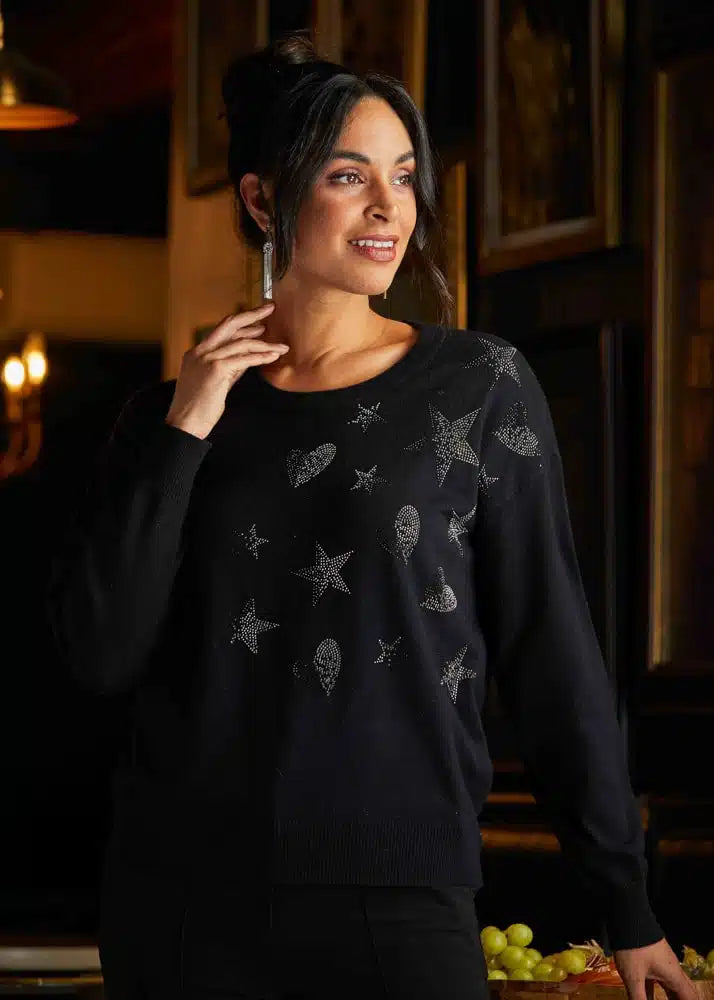 Sparkle Stars & Hearts Sweater. Style EW33132