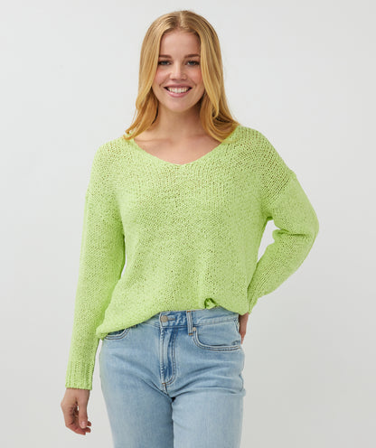 Relaxed Knit V-Neck Sweater. Style ESQSP2502023