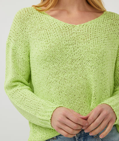 Relaxed Knit V-Neck Sweater. Style ESQSP2502023