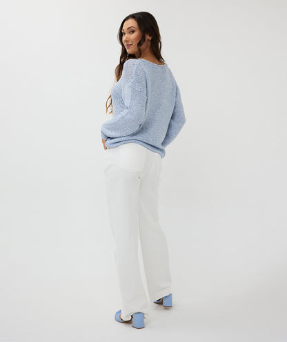 Relaxed Knit V-Neck Sweater. Style ESQSP2502023