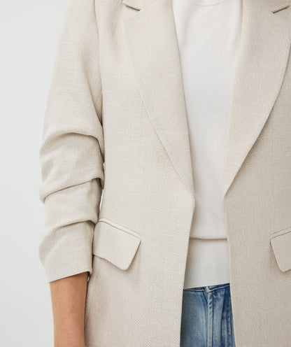 Gathered Sleeve Tweed Woven Blazer. Style ESQSP2510010