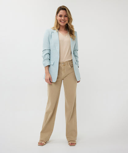 Gathered Sleeve Tweed Woven Blazer. Style ESQSP2510010