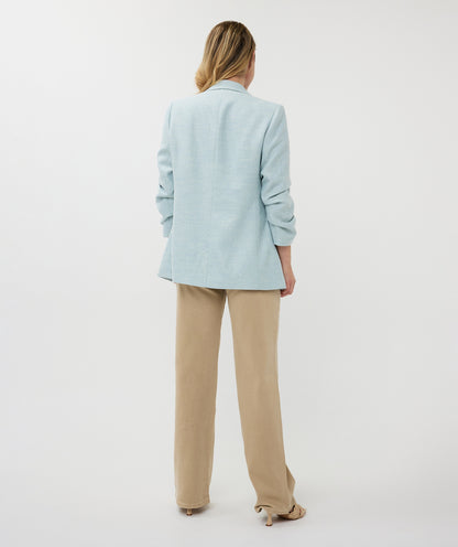 Gathered Sleeve Tweed Woven Blazer. Style ESQSP2510010