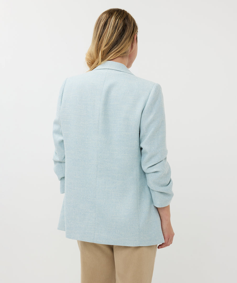 Gathered Sleeve Tweed Woven Blazer. Style ESQSP2510010