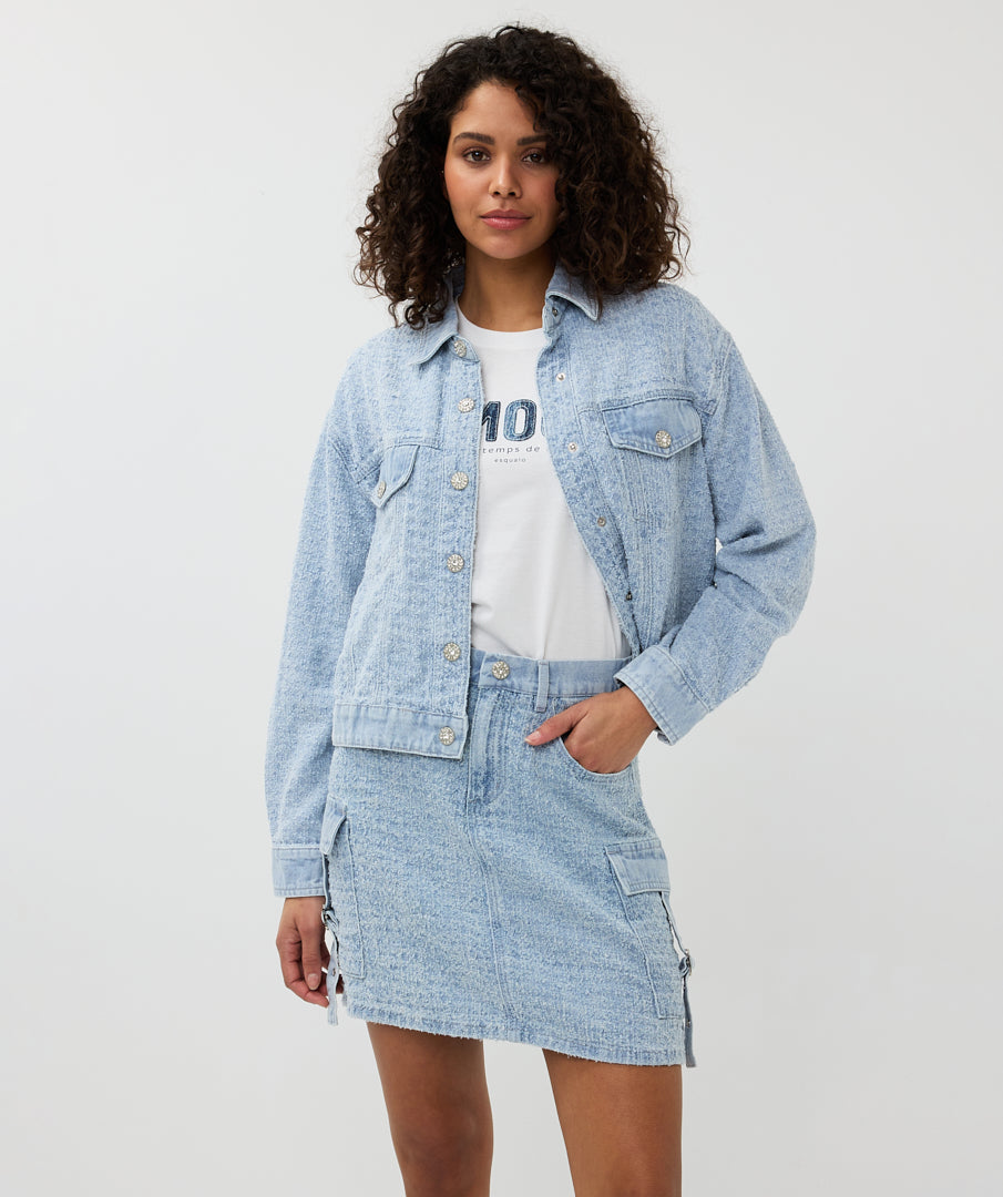 Distressed Cargo Pocket Skirt. Style ESQSP2512001