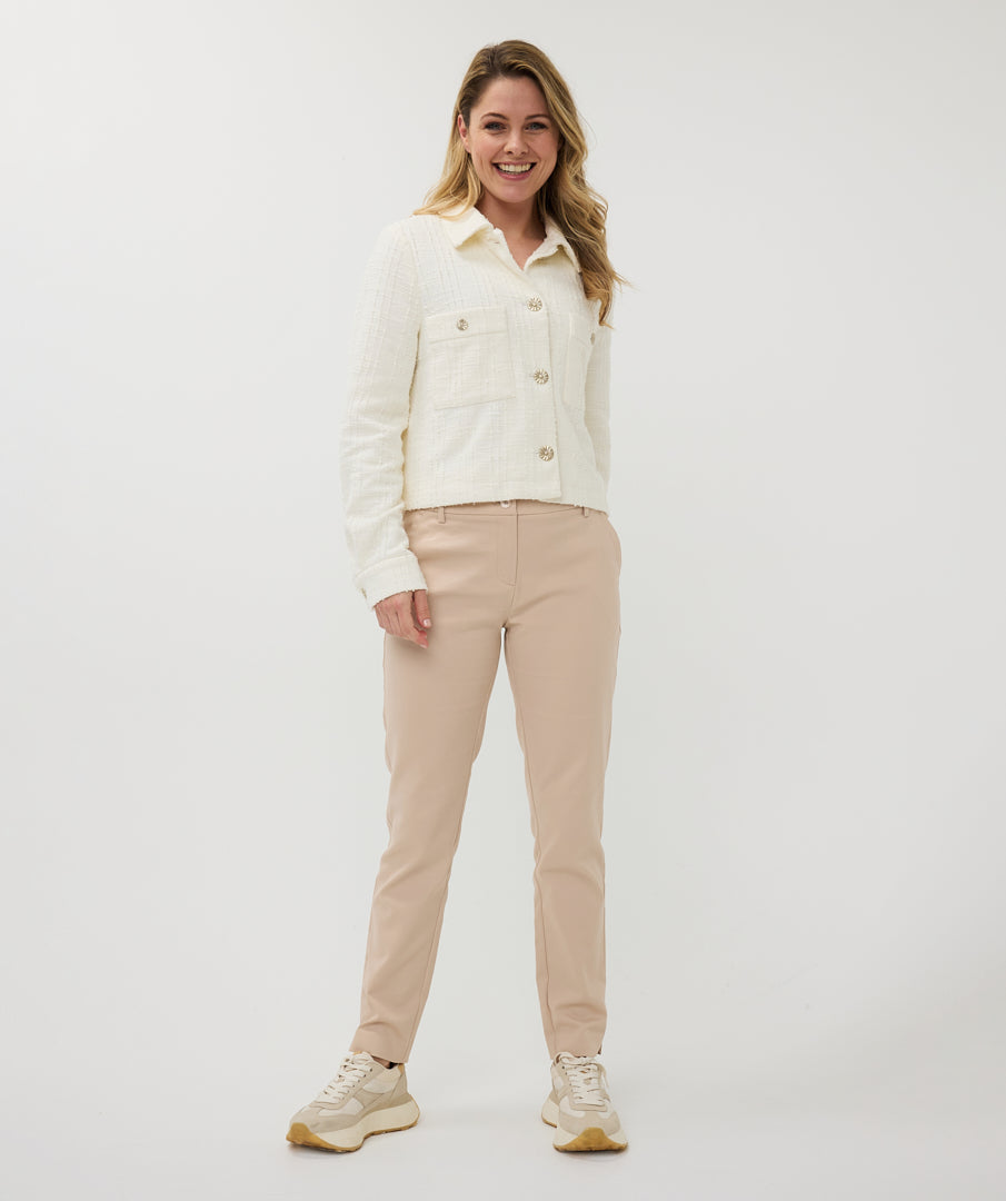 Textured Button Front Boxy Jacket. Style ESQSP2519014