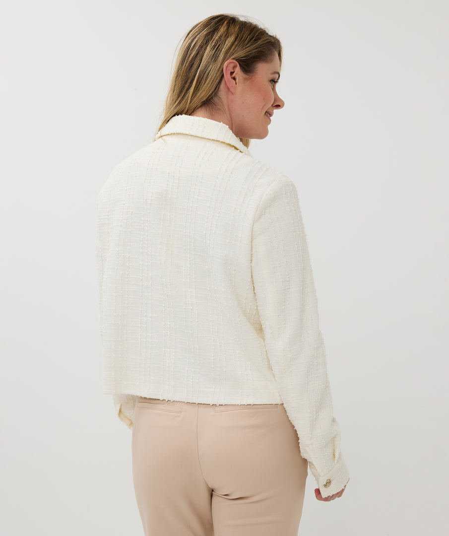 Textured Button Front Boxy Jacket. Style ESQSP2519014
