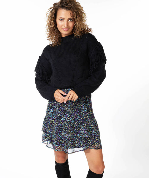 Ruffled Printed Pull On Skirt. Style ESQ14502